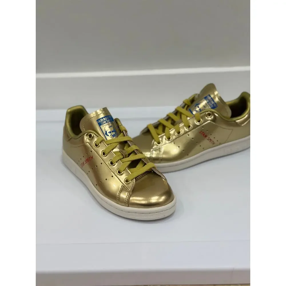 Adidas Originals Stan Smith Kids Size 3.5 Gold Metallic Athletic Shoes Sneakers